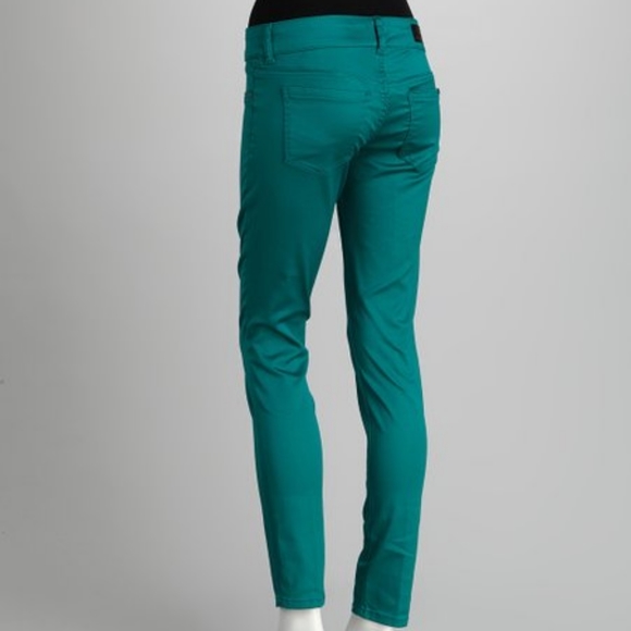 Seven7 Green Sateen Skinny Pants - Picture 2 of 7